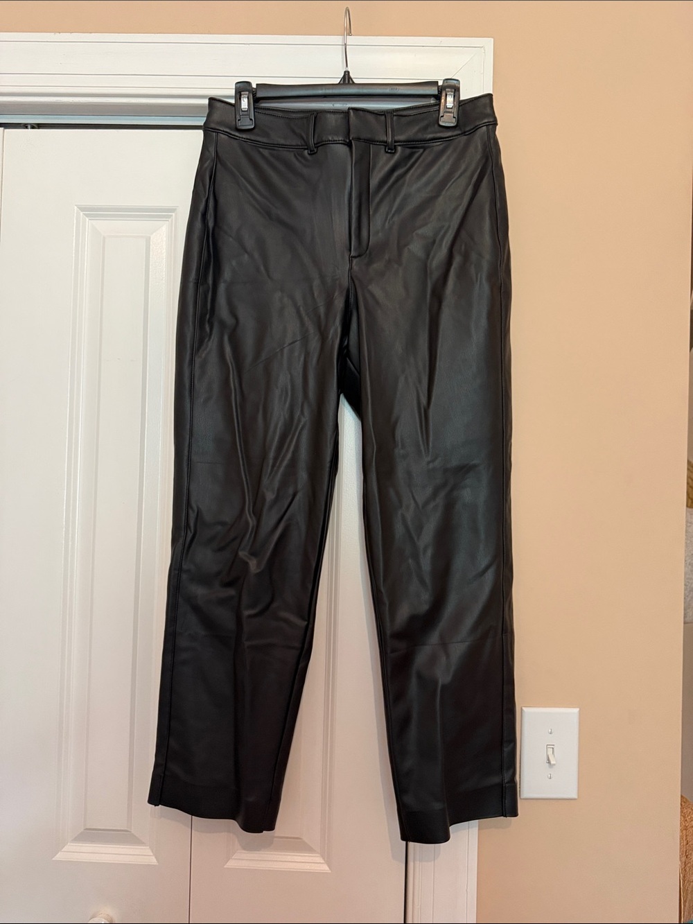 Old Navy Black Faux Leather Pixie Straight Pants